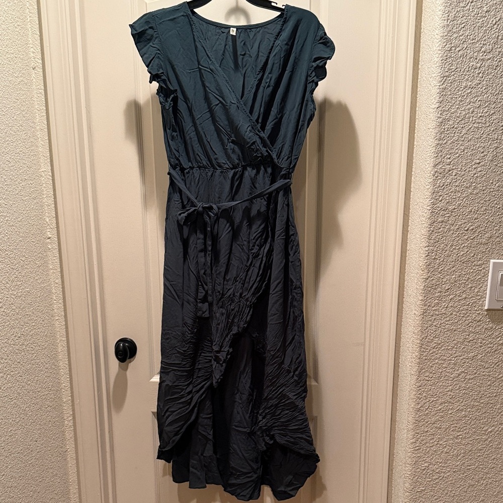 Elegant Teal Wrap Dress